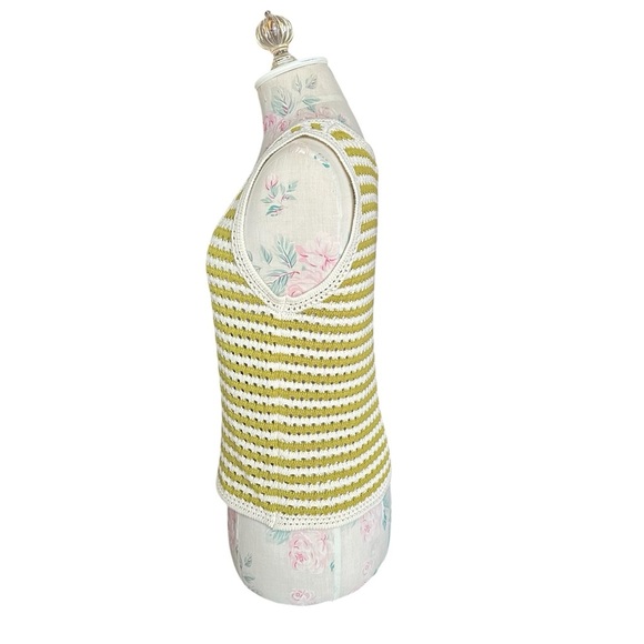 Striped Crochet Knit Tank Top in Kiwi by Blu Pepper Woman’s Small - Picture 9 of 11